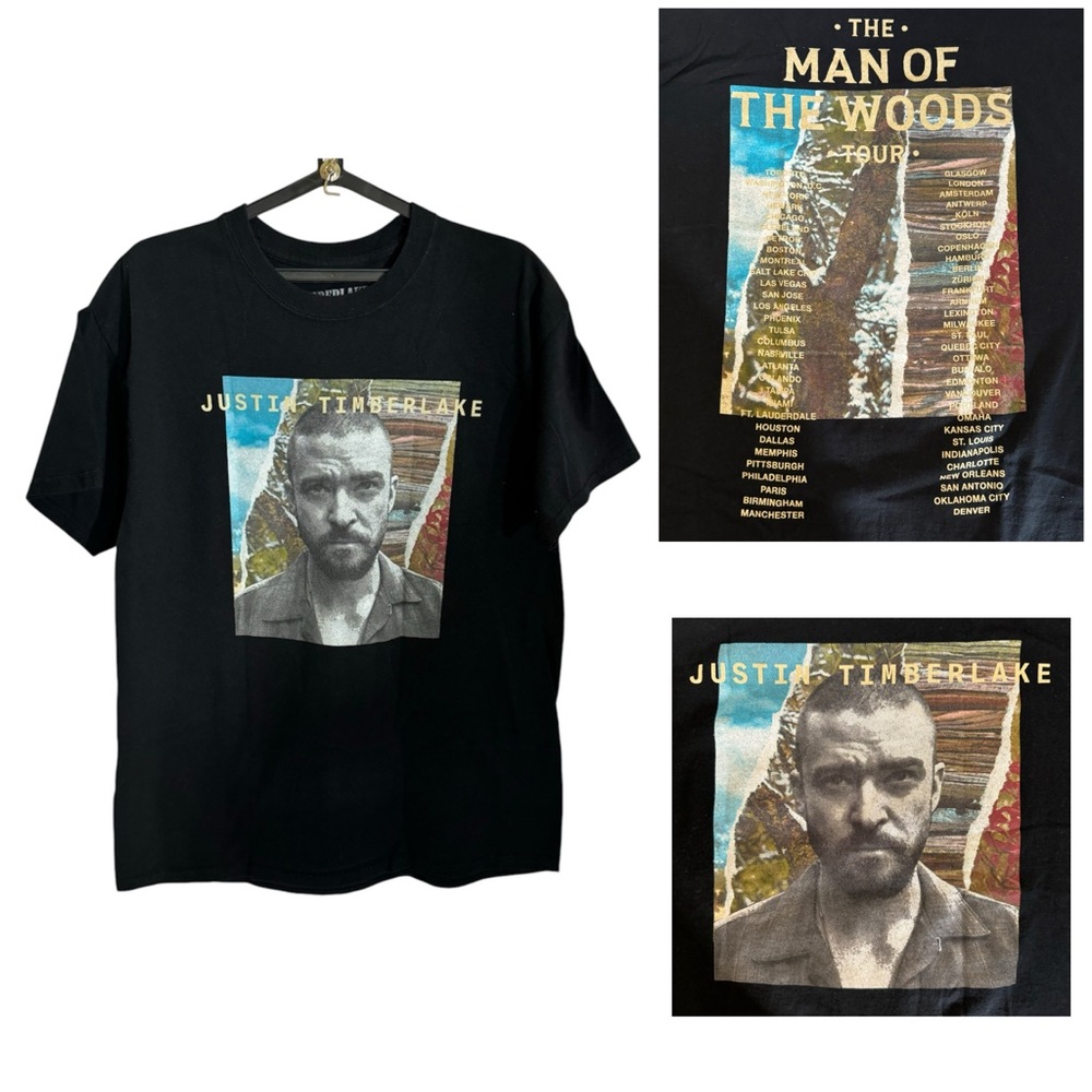 Justin Timberlake Man Of The Woods Tour Black T-Shirt Men’s Size Large